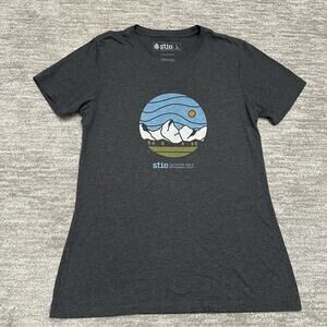 Stio Shirt Womens Large Gray Jackson Hole Wyoming Mountains Graphic Tee Outdoors